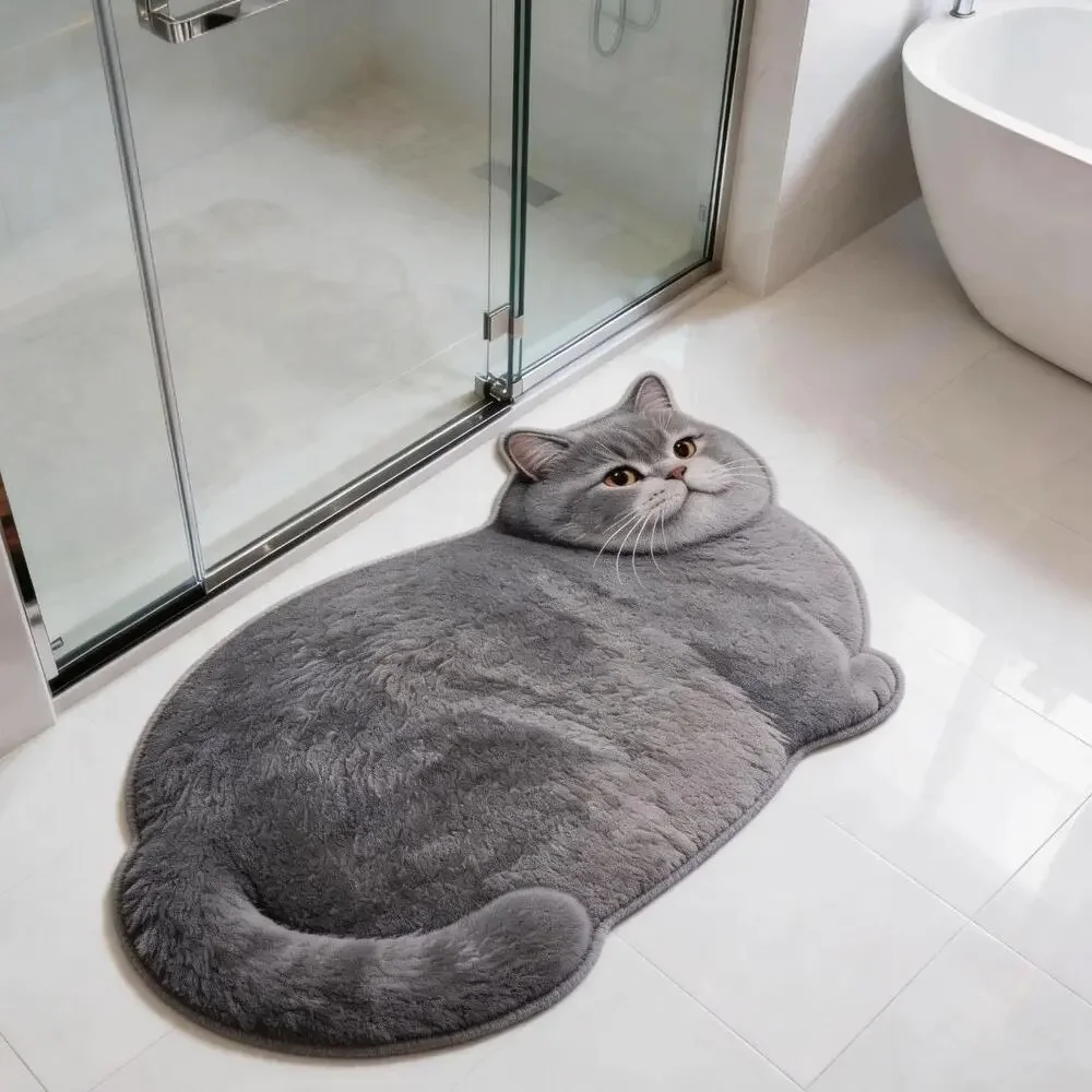 3D Realistic British Shorthair Cat Shaped Accent Rug